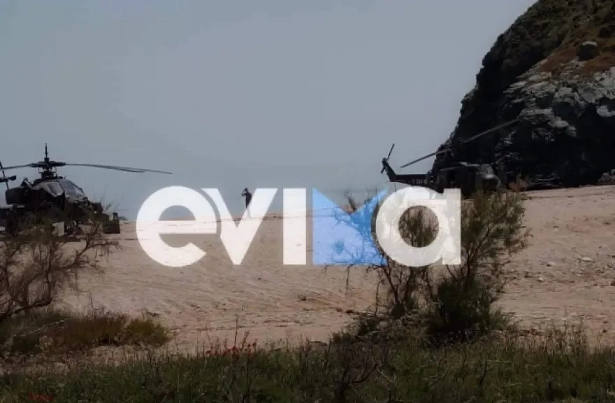 Bίντεο από το σημείο της αναγκαστικής προσγείωσης του ελικοπτέρου Απάτσι στην Εύβοια